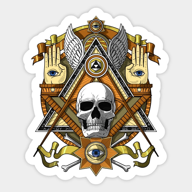 Masonic Skull Sticker by underheaven